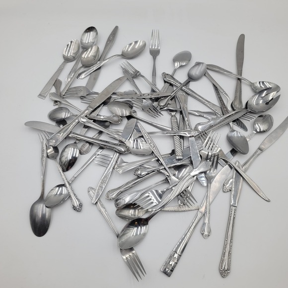 Other - 55pc Mixed Bulk Lot Stainless Flatware Assorted Silverware for Crafts Upcycling